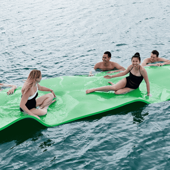 Magshion 12'x6' Water Floating Mat Foam Pad, Bouncy Tear-Resistant XPE Foam, Roll-Up Floating River Raft for Pool Ocean Outdoor Water Activities, Green