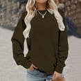 thumbnail image 4 of DYTTDG Women's Fashion Solid Color Round Neck Long Sleeve Shirt Daily Sports Casual Sweatshirt Loose Pullover Top Great Gifts for Less, 4 of 6