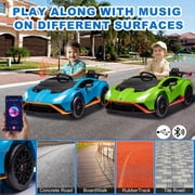 Lamborghini 24V Powered Ride On Car, Lamborghini Electric Cars Ride On Toy for Kids 3-6, 24V Ride Ons with Remote Control, 4 Wheelers Electric Car Toy for Kids, Bluetooth, 360° Spin, LED Lights, Blue