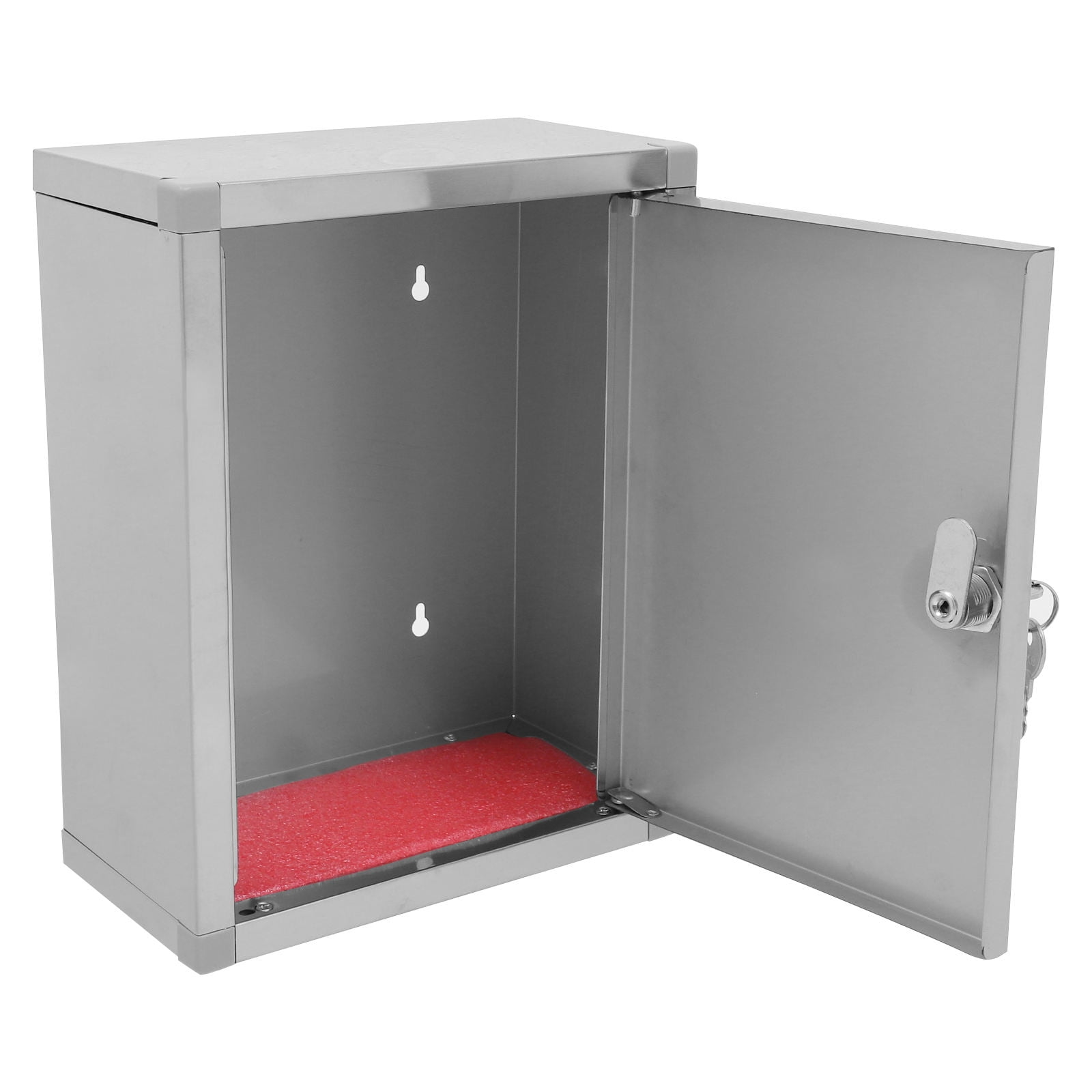 RENACLIPY Silver Stainless Steel Wall Mount Lockable Storage Box for Cell Phones and Small Items 1Pack