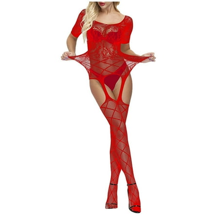 Yuhangmm Womens Stockings Jacquard Jumpsuit Lace Up Open Crotch Jumpsuit Stockings Stockings And Lingerie plus Size Small Cup Lingerie