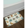 thumbnail image 2 of Ambesonne Animal World Bath Mat, Funny Monkey Elephant, 30.2" x 20", Teal Burnt Orange Ivory, 2 of 3