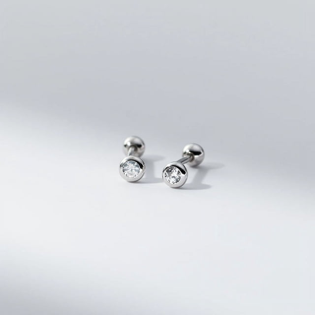 Pendientes de plata de ley 925 Love Lodge con cuentas redondas y diseño de nicho con agujeros para las orejas que se elevan y joyas para las orejas M04345