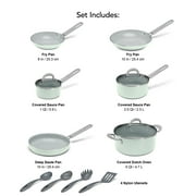 Tramontina 13-Piece Ceramic Cookware Set, Everyday Collection - Mint