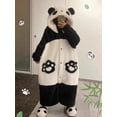 thumbnail image 2 of Cute Cartoon Sleepwear Women Flannel Robe Panda Bat Dinosaur Cosplay Kimono Bathrobe Soft Nightgown Loose Nightwear Home Clothes, 2 of 7