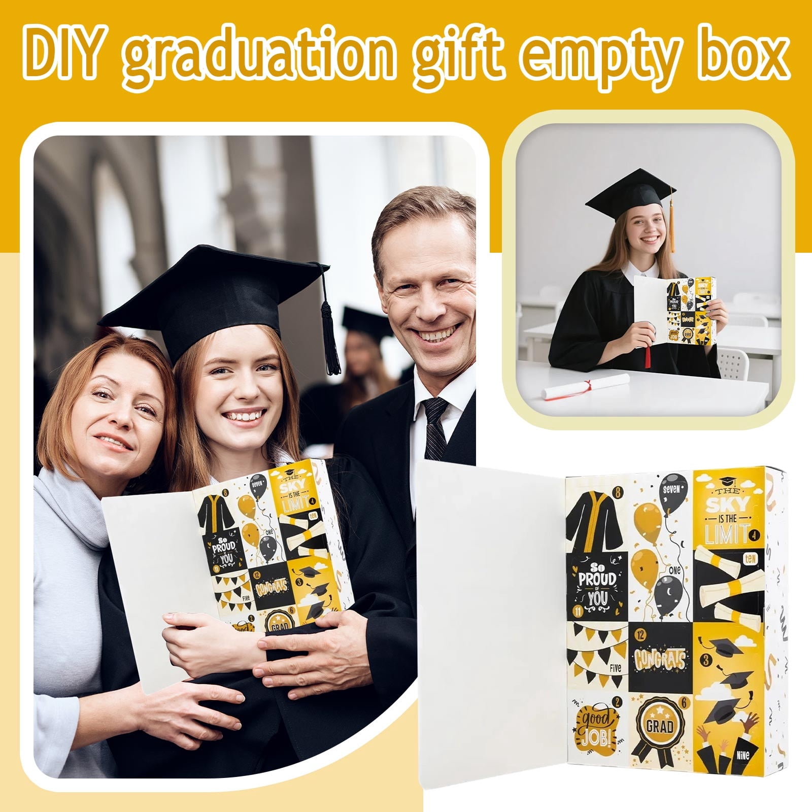 Cthrlog Graduation Gift DIY Box 12-Day Celebration Kit for Graduates Party Decorations Customizable Empty Gift Box for College High School Graduation 2026