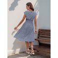 thumbnail image 6 of EASYBRA Pleated Dress Geometric Print Round Neck Short Sleeve Casual Beach Vacation Travel Dress Mid Length Pleated Skirt S–XL Multiple Colors, 6 of 7