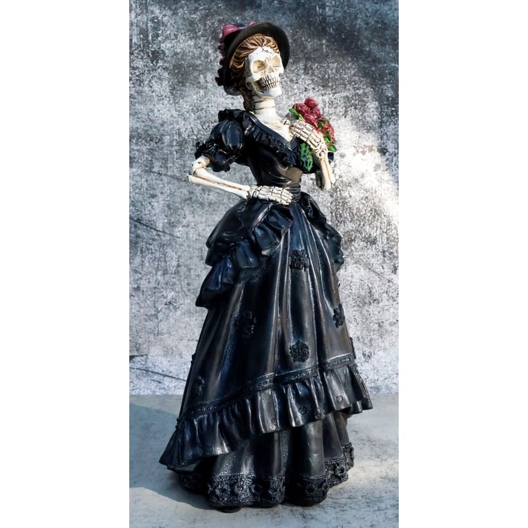 black dress day of the dead Widow Gothic Lace Bustier Long Sleeve Maxi Gown main image 0