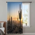 thumbnail image 3 of Western Cactus Sunrise Sheer Curtains 45 Inches Long, Modern Abstract Art Retro Light Filering Curtains, Breathable Simi Curtain Privacy Drapes for Kitchen Bathroom Lightweight Small Window Treatment, 3 of 9