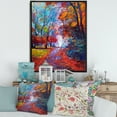 thumbnail image 2 of Designart 'Red Autumn Landscape With Little Road' Traditional Framed Canvas Wall Art Print, 2 of 5