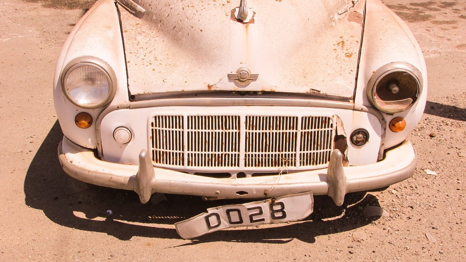 Download British Car Morris Rusty Vintage Old Abandoned-20 Inch By 30 Inch Laminated Poster With Bright ...