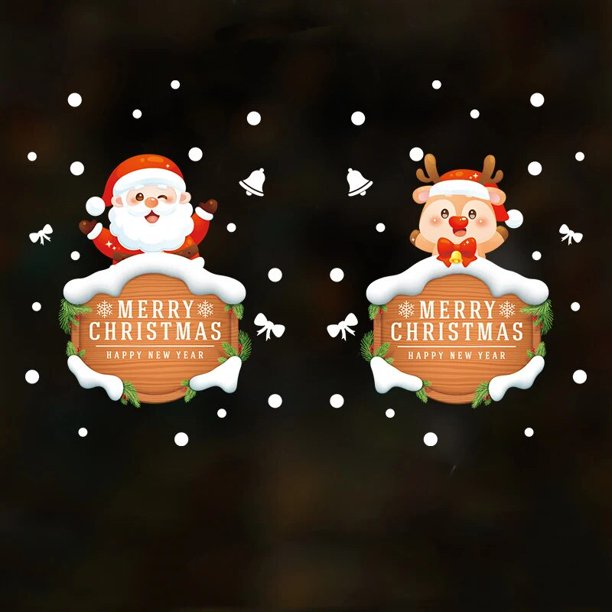 Pegatinas de Feliz Año Nuevo, calcomanías navideñas de Papá Noel para ventana, decoraciones navideñas para el hogar, regalos de Papá Noel, 2024