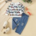 thumbnail image 2 of ZIXKCGDSE Boys Fall Outfits Graphic T-Shirt Sweatshirt and Wide Leg Jeans Trendy Clothing Set Size 3-4 Years, 2 of 4
