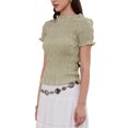 thumbnail image 4 of INSPIRE CHIC Smocked Top for Women Y2K Plaid Short Sleeve Crew Neck Ruffle Shirred Tops Shirt S Grey Green, 4 of 6