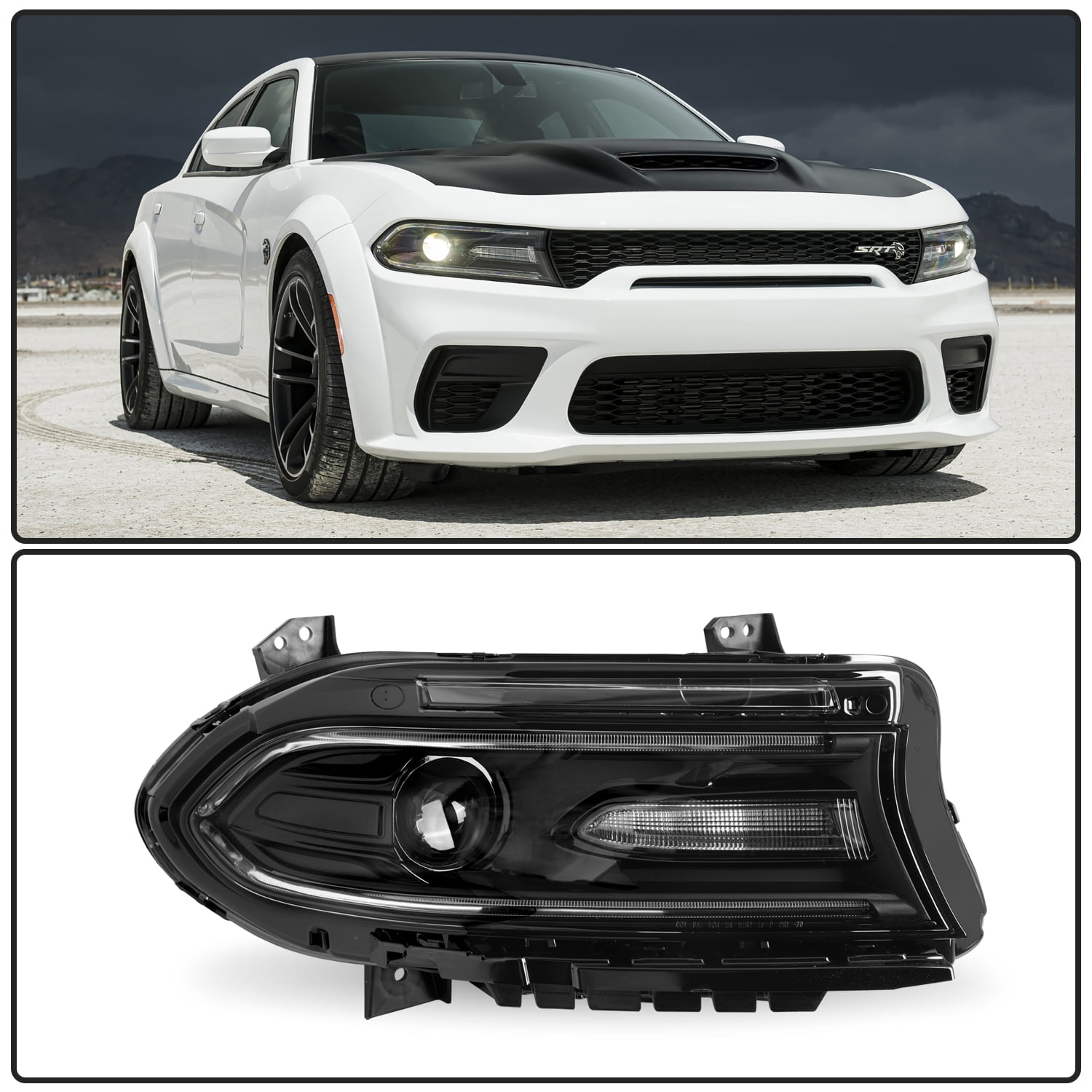 Passenger Side W/Bulbs For 2015-2020 Dodge Charger Headlight Halogen W/ LED DRL