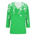 thumbnail image 4 of Elvqul Tops for Women Pullover Shirts Loose 3/4 Sleeve Casual V Neck Womens Tops Graphic, 4 of 7