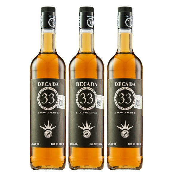 Tripack Licor De Agave Década 33 Abocado 1000 Ml Década 33 Licor de Agave