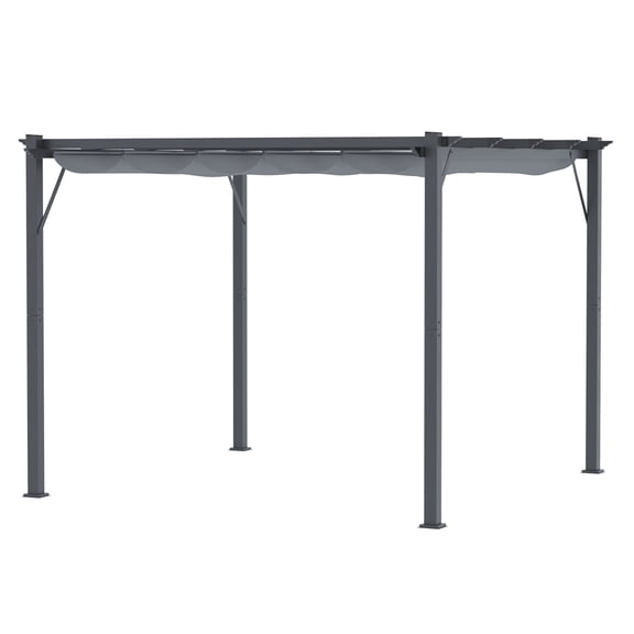 10x10 Outdoor Pergola Canopy, Aluminum Patio Shade Shelter - Gray Retractable Pergola for Garden, Backyard, Parties