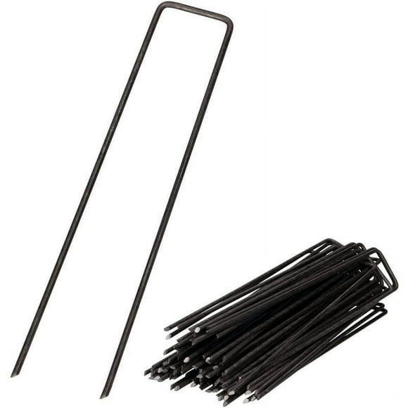 Heavy Duty Steel Garden Staples, Exercise Pen Ground Stakes, U-Shaped Trapezoidal Design for Multi-Purpose Use in Landscaping and Gardening, Carbon Steel Construction