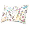 thumbnail image 2 of Colorful Unicorn Llamas Velvet Oblong Lumbar Plush Throw Pillow Cover/Shams Cushion Case - 20x30in - Decorative Invisible Zipper Design for Couch Sofa Pillowcase Only, 2 of 7