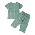 thumbnail image 3 of Gunia Capri Pajamas For Women Set Floral Print Pajama Short Sleeve Top And Cropped Pants Summer Soft Comfy Nightwear Outfit Women Pajamas Loungewear Pjs L-2Xl, 3 of 7