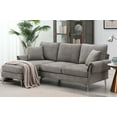 thumbnail image 2 of 84" Convertible Sectional Sofa,Modern Chenille L-Shaped Sofa Couch with Reversible Chaise Lounge,Living Room Sofa Set with 2 Pillows,Fit for Living Room/Apartment,Grey, 2 of 7