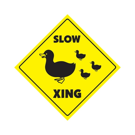 Slow Duck Crossing Sign Zone Xing | Indoor/Outdoor | 14" Tall swans geese hunter gunshot
