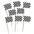 thumbnail image 2 of Club Pack of 12 Black and White Checkered Racing Flag Food or Drink Decoration Party Picks 2.5", 2 of 2