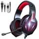 thumbnail image 2 of Auriculares estéreo LED para juegos con cancelación de ruido 4D Bass Surround Soft Orejeras para para PS5 PC Laptop Tablet Juegos de computadora Negro y rojo CUTICAT Auriculares para juegos, 2 of 8