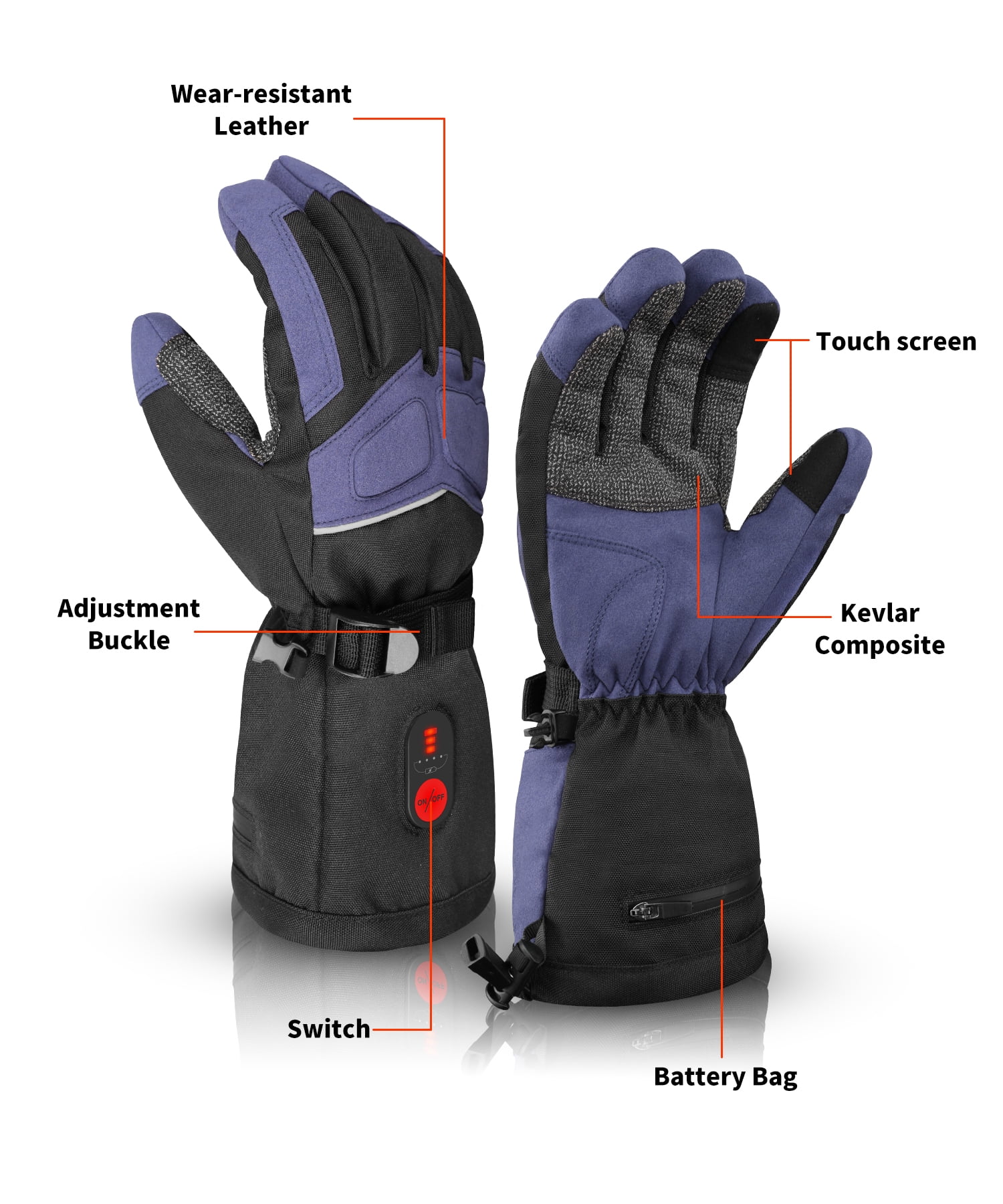 SAVIOR HEAT Rechargeable Heated Work Gloves - Waterproof, Impact - Resistant, for Winter Outdoor Work, Skiing & Motorcycle Riding