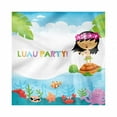 thumbnail image 1 of Luau Decorative Satin Napkins Set of 4, Hula Girl on a Turtle Swims in Sea with Creatures Luau Party Text, Square Fabric Party & Dinner Napkin, 18", Pale Sky Blue Multicolor, by Ambesonne, 1 of 2