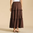 thumbnail image 6 of Delliss Summer Women's Tiered Ruffle Drawstring Skirts Solid Color Ankle Length Skirts Coffee S, 6 of 9