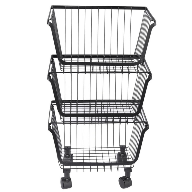 3 Layers Rotatable Baskets Kitchen Vegetable Fruits Rack Rolling Storage buy Cart