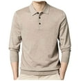 thumbnail image 1 of Men's Solid Color Shirt Collar Thin Long Sleeve Knit Sweater - Slim Fit Pullover Base Layer with Polyester Spandex Material, 1 of 4