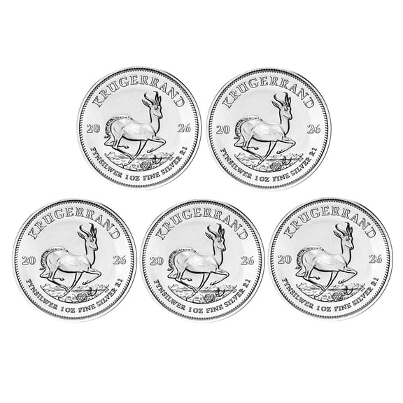 2026 1 oz South African Silver Krugerrand Coin BU - Lot of 5