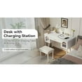 thumbnail image 4 of Spaco Elegant Vanity Makeup Table & Chair Set, Modern Dressing Table with Organizer, Writing Desk with Charging Port for Indoor as Bedroom, Living Room, White, 4 of 20