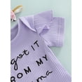 thumbnail image 6 of Seyurigaoka Newborn Girl Short Pants Outfits, Short Sleeve Embroidery Letter Romper + Ruffles Decor Shorts + Bow-Knot Headband Set, 6 of 8
