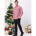 thumbnail image 4 of Unique Bargains Men's Plaid Button Down Long Sleeves Dress Checkered Shirts 2XL Red White, 4 of 6