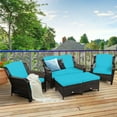 thumbnail image 4 of Patiojoy 5 PCS Patio Rattan Sectional Sofa Set Outdoor Furniture Conversation Set Cushioned Loveseat Sofa Ottoman Turquoise, 4 of 9