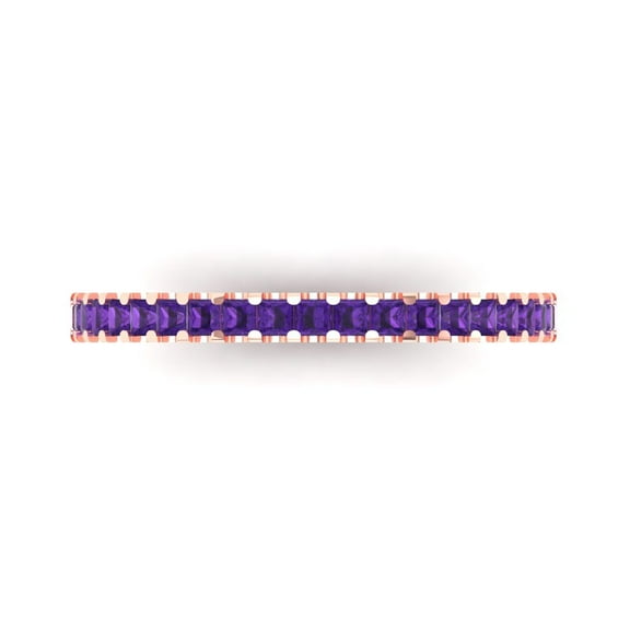 0.285 ctw Wedding Band for Women - 18K Rose Gold Natural Amethyst Stackable Eternity Ring