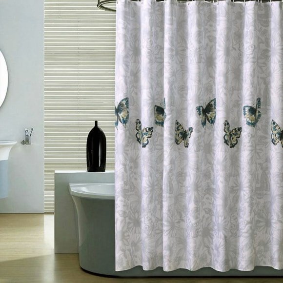 Shower Curtain 180 x 180 cm Mildew Resistant Waterproof Thick Po