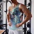 thumbnail image 5 of KLL Ink Style Wave Dragon Print Men's Muscle Gym Workout Stringer Tank Tops Bodybuilding Fitness T-Shirts Tank Tops Men-Large, 5 of 7