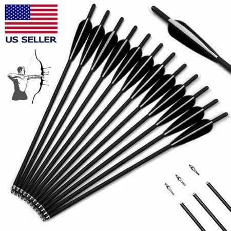 12pcs/set 20 Mixed Carbon Archery Arrows OD 8.8mm Crossbow Hunting with Replaceable Tips