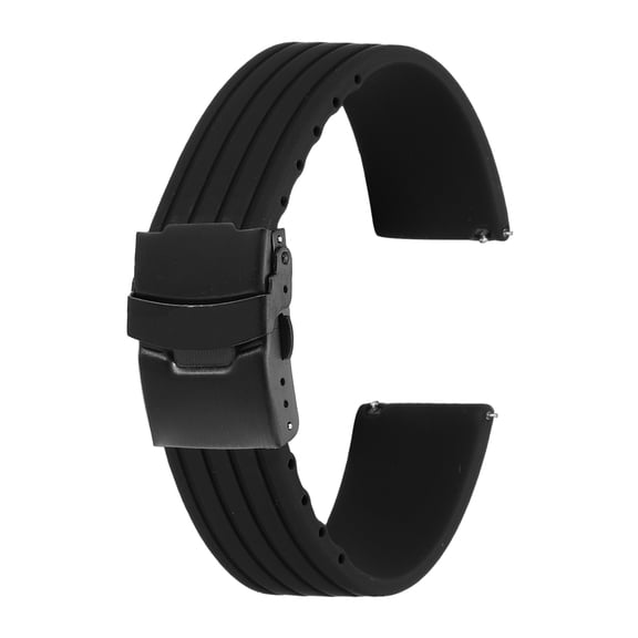 Uxcell Silicone Watch Bands 22mm Width Soft Quick Release Rubber Watch Bands with Black Snap Buckle for Men Women, Black