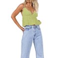 thumbnail image 2 of WIFORNT Women Basic Ruched Camisole Solid Color Ruffle V Neck Sleeveless Crop Tops for Streetwear Clubwear Summer Shirt, 2 of 7