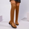 thumbnail image 2 of Women Thigh High Boots Leather PU Platform Over The Knee High Boots Lug Sole Comfortable Stretch Boots, 2 of 5