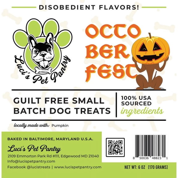 Octoberfest "Pumpkin Pie Biscuits" Homemade Dog & Puppy Treats! Gift Box with 4 - 6 oz. Treat Bags