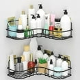 thumbnail image 1 of GPCT 2Pcs Corner Shower Caddy Shelves Wall Mounted Basket Rack With 8Pcs Adhesive Hooks, 1 of 10