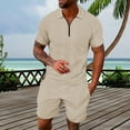 thumbnail image 2 of NAFUU Men's 2 Pieces Set Fashion Mens Summer Solid Color Casual Short Sleeved Shorts Shirt Sports Suit Comfort Loungewear Sets, 2 of 4