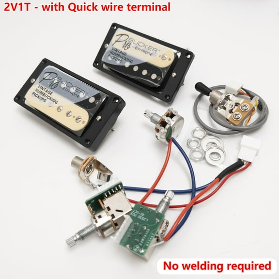 Guitar Alnico V Humbucker Pickups, 4C, with 2V1T Quick Connect Wiring Harness, For Gibson LP Guitar